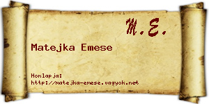 Matejka Emese névjegykártya